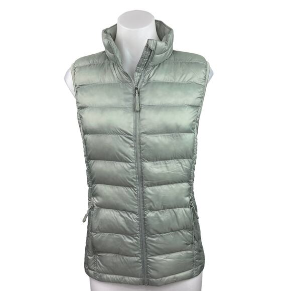 32 Degrees Heat Silver Zip Up High Neck Pockets Sleeveless Winter Puffer Vest M - Picture 1 of 5